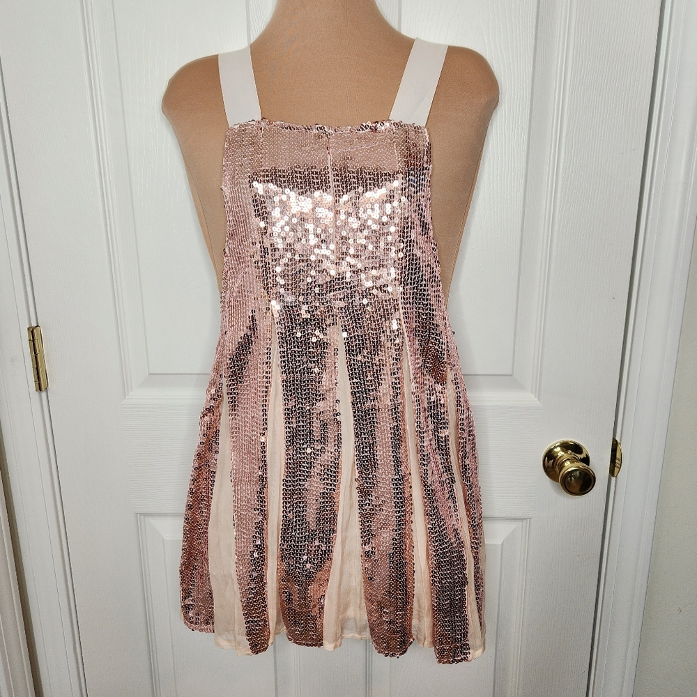 Free People Sequin Rose Pink Mini Dress Party Size XS - Picture 2 of 13